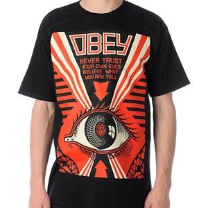Obey Never trust your own eyes tshirt, S